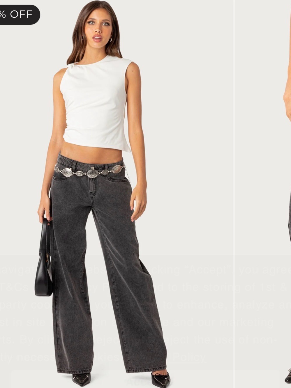 Edikted Black Washed Wide Leg Jeans